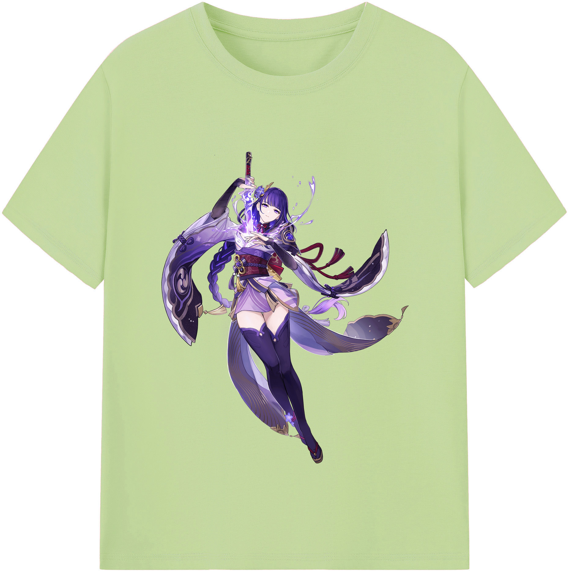げんし神 雷電将軍 らいでんしょうぐん genshin Raiden Shogun 綿100％半袖Tシャツ（フロントプリント）